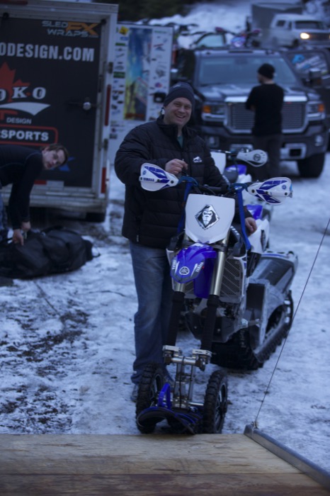 Ryan, all smiley after a great ride! Blasting down the trail battling in 5th gear on the hard packed with our group, reminded him of ice racing! What a blast!