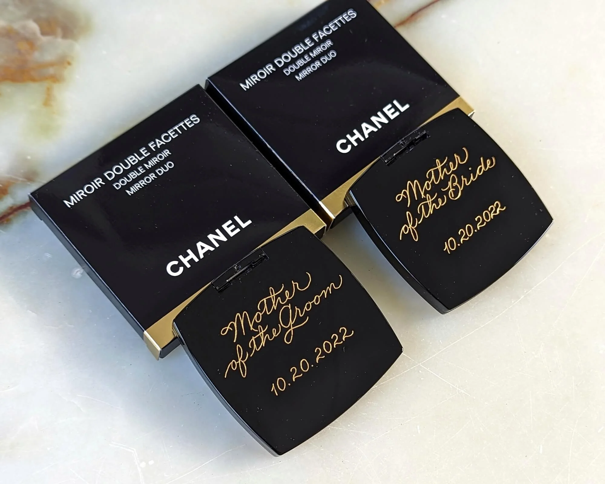 Mirror & Makeup Compact Engraving — Flower City Letters