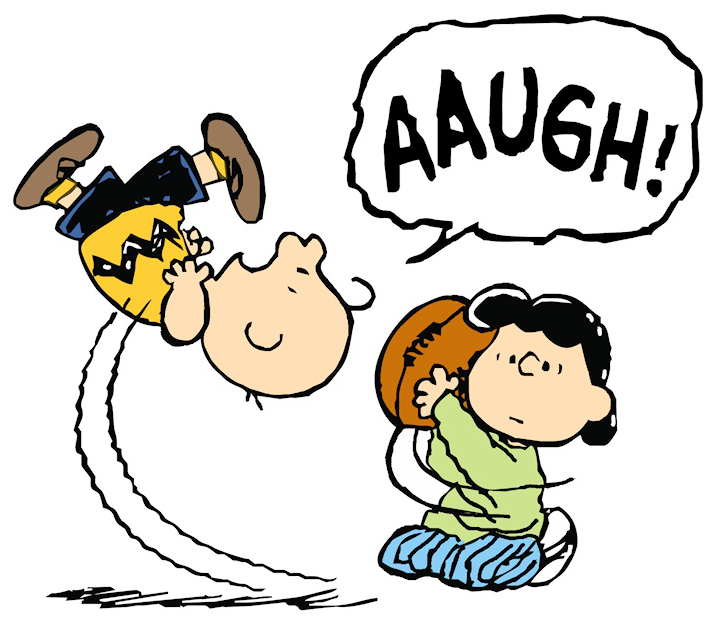 POOR CHARLIE BROWN. NOT THE OLE' BAIT AND SWITCH TRICK? GOOD GRIEF!