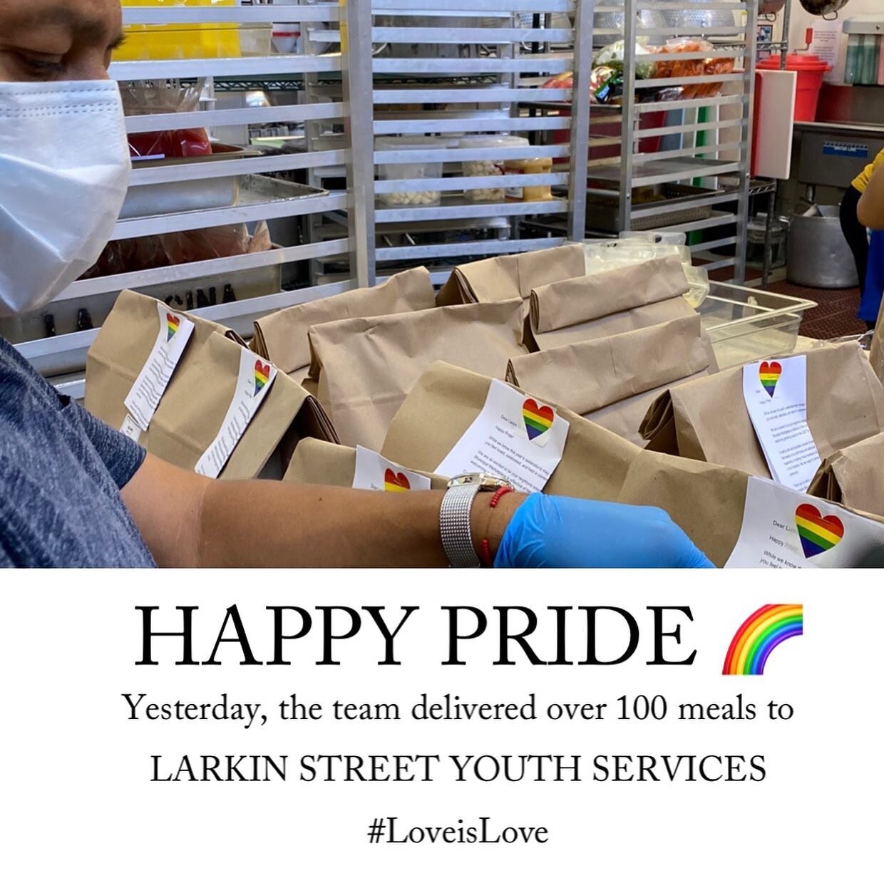𝙃𝘼𝙋𝙋𝙔 𝙋𝙍𝙄𝘿𝙀 🌈✨ ❤️🧡💛💚💙💜
&bull;
Yesterday, our team delivered over 100 meals to @larkinstreetyouth to help celebrate LGTBQ+ youth within our communities. We hope that everyone feels loved + celebrated.
&bull;
We truly appreciate &amp; s