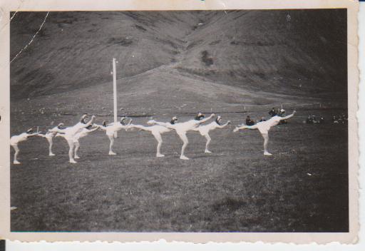 Demonstrating some moves at the athletic club