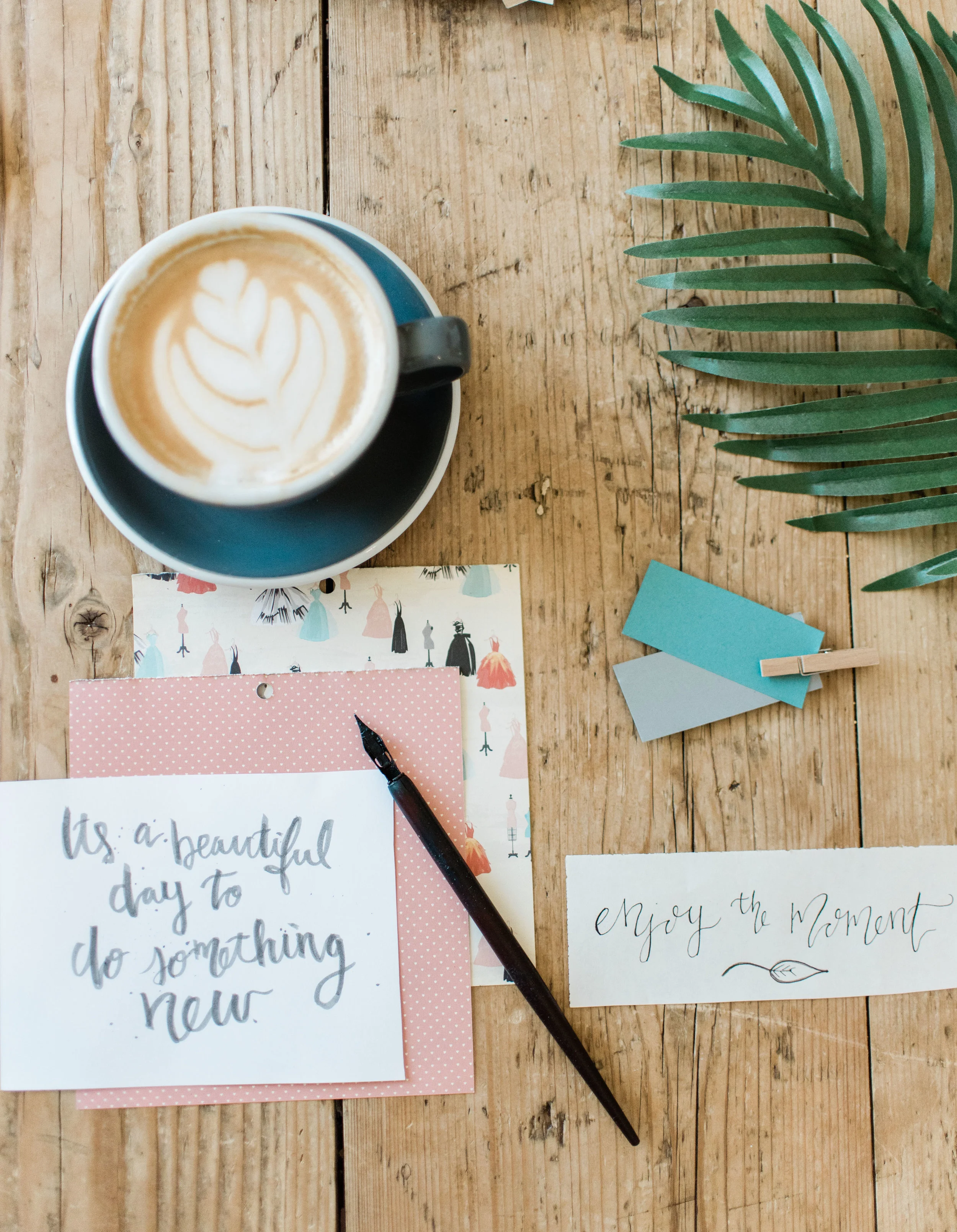 Mood boards are always so inspiring for me, espcially when i get to throw in some calligraphy! There is nothing like a good cup of coffee and message to inspire a day!