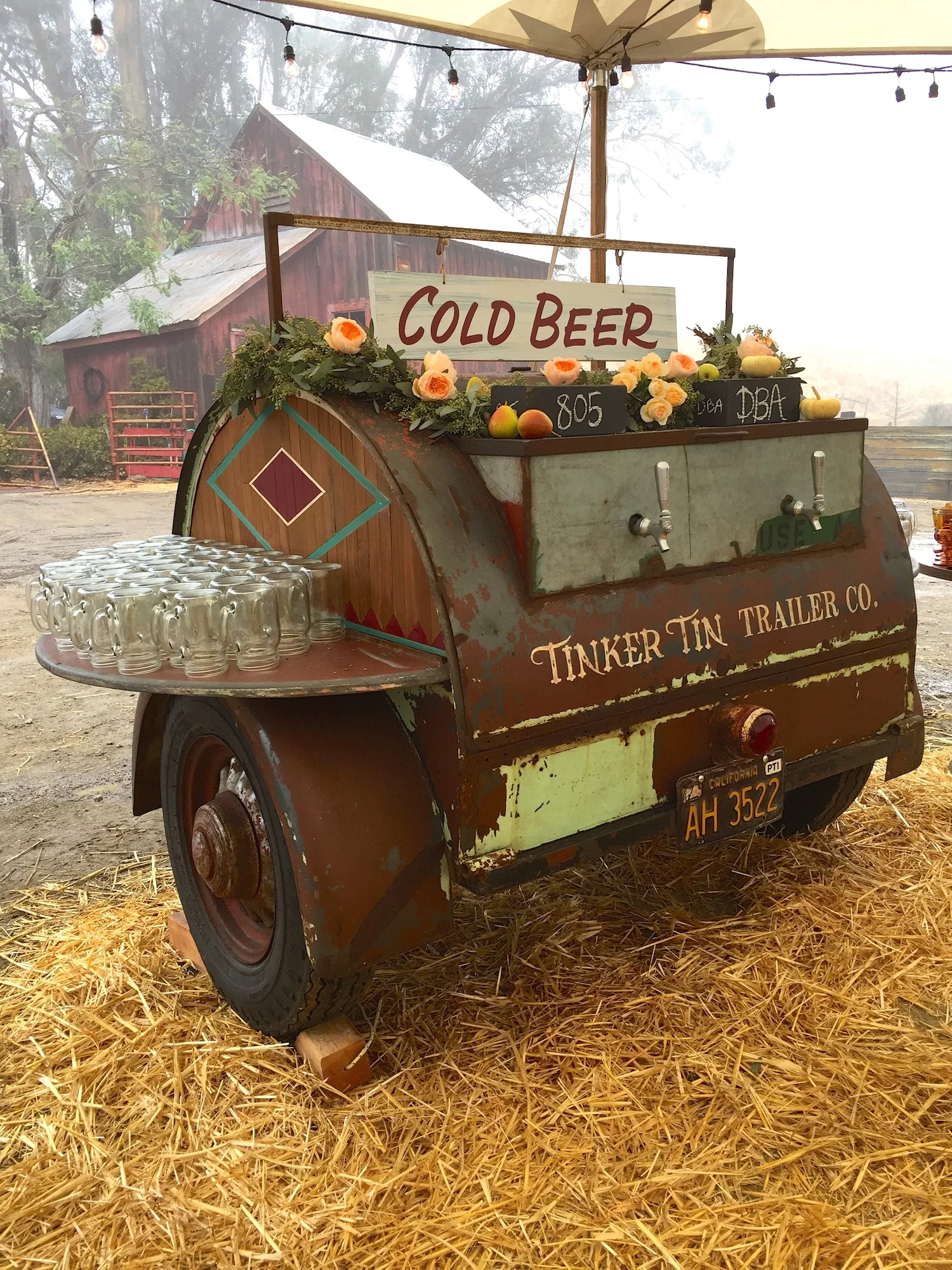 This rare 1948 Barrel is one of only 3 known to exist! We converted this unique camper into a one-of-a kind "serve yourself" style beer trailer complete with 2 tap handles, holding capacity for 2 full size kegs, built-in ice chest on tongue of trailer for grab-n-go beverages, and drop down shelving on the side of the trailer perfect for placing glassware or drink dispensers!