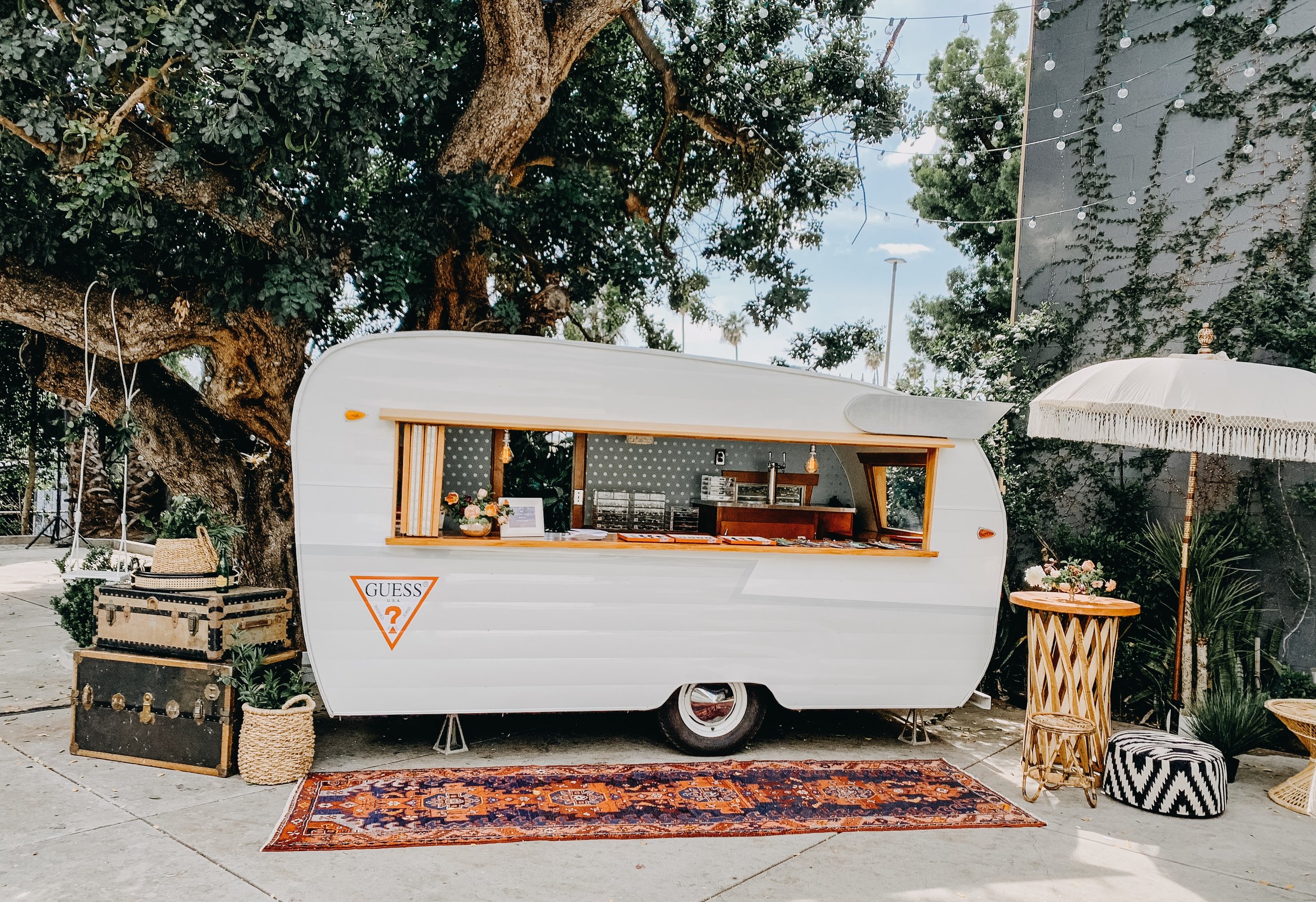 Sidecar Shasta Vintage Bar &amp; Vending Trailer at branded pop-up