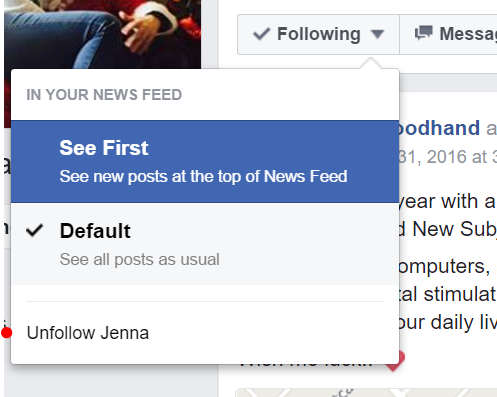 The "following" button is found under the persons cover-photo on their page.&nbsp;