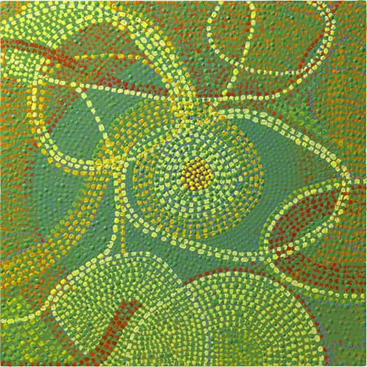 Unpredictable Course acrylic on panel 12 X 12" 2010