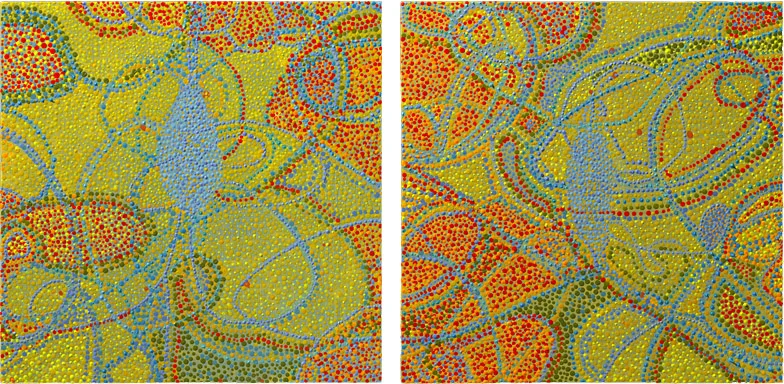 Blood Lines (diptych) acrylic on two panels 10 X 20" 2010
