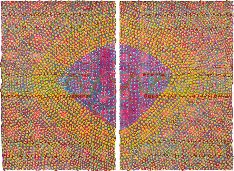 Annunciation acrylic on two papers approx. 11.5 X 14.75" (total measurement with .25" apart) 2009