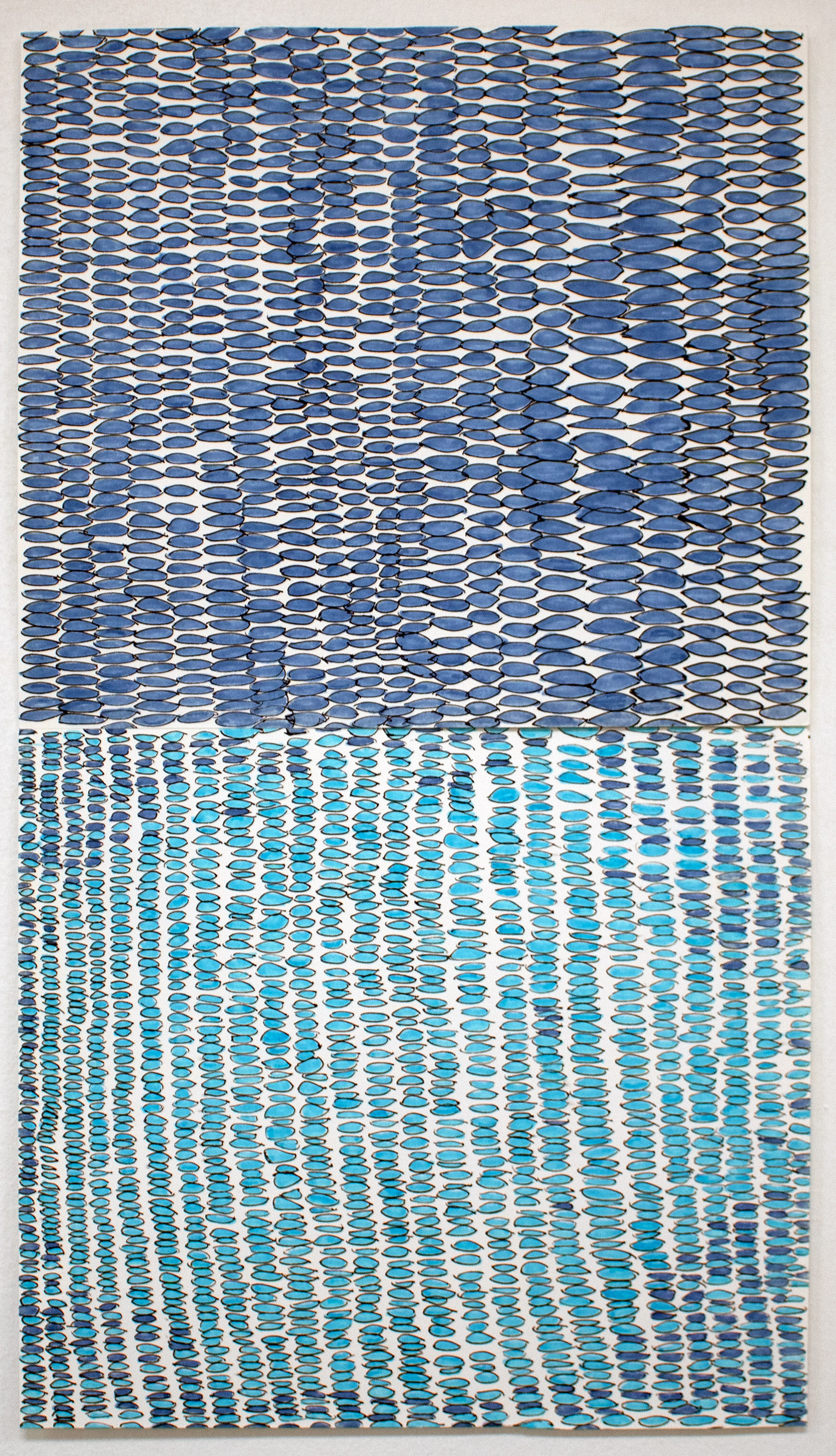    Blue  , 2019, marker on two papers, 15 x 8.5" 