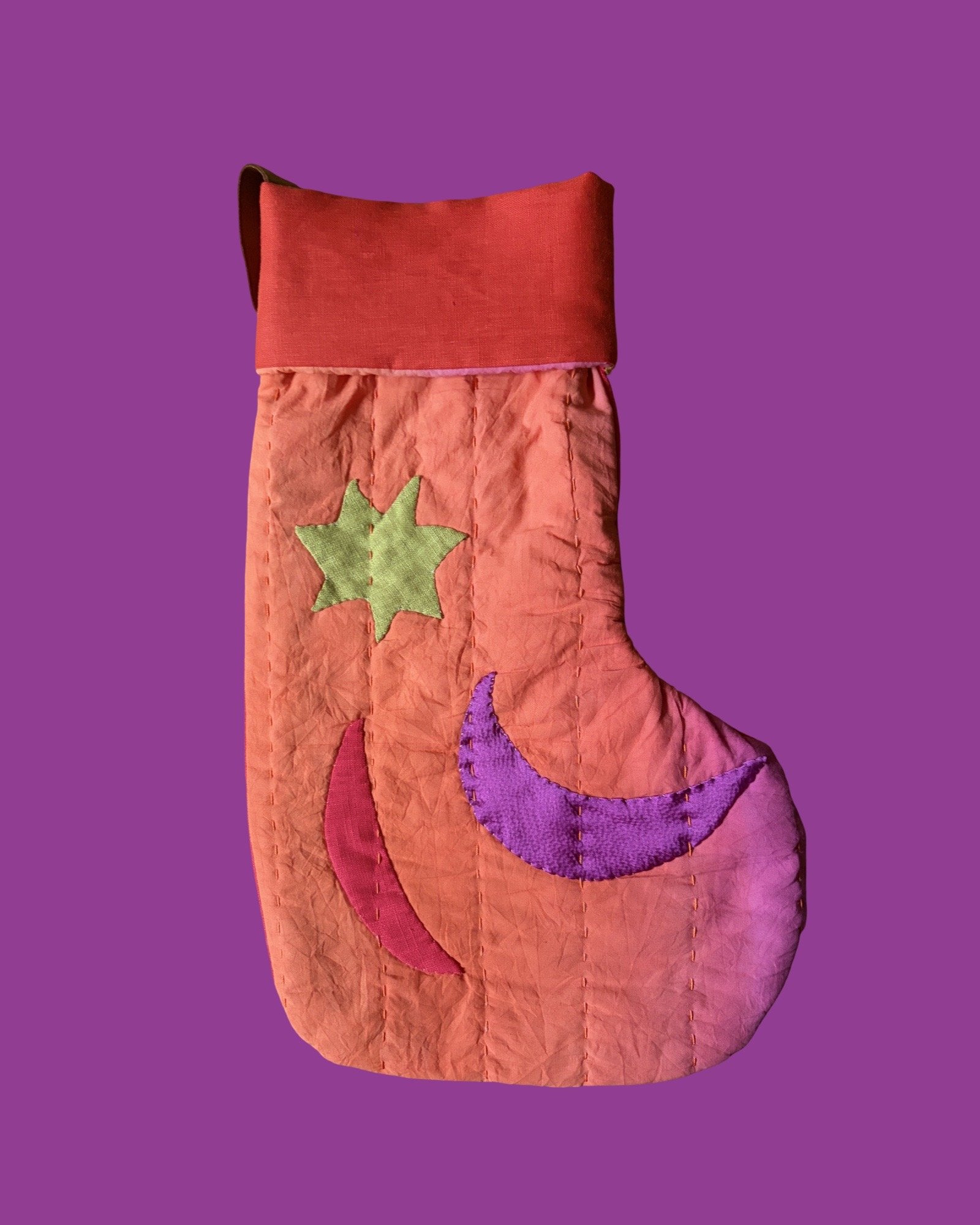 Standard Stocking- Hot orange fire shooting star