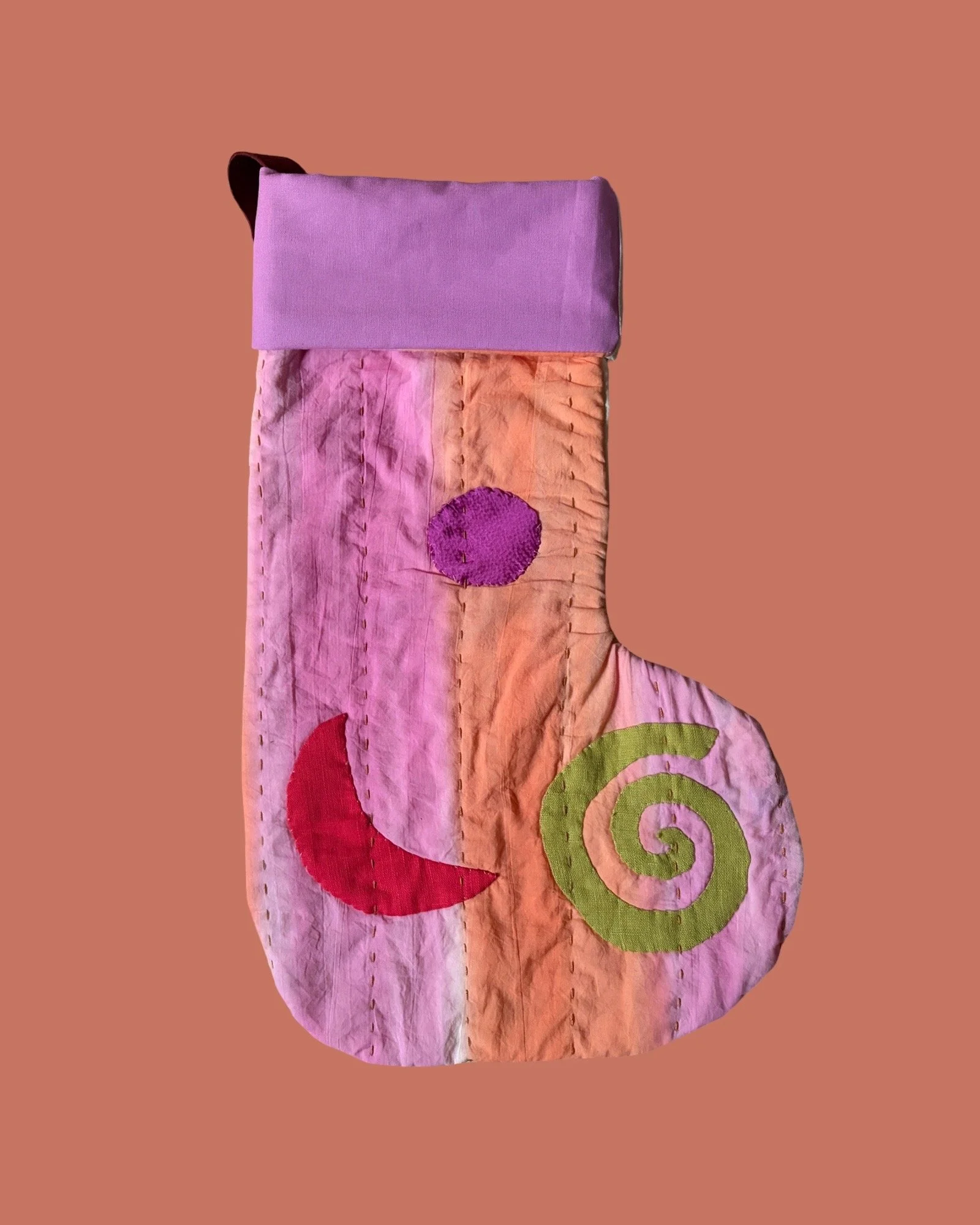 Standard Stocking- Pink orange paint stripe spiral