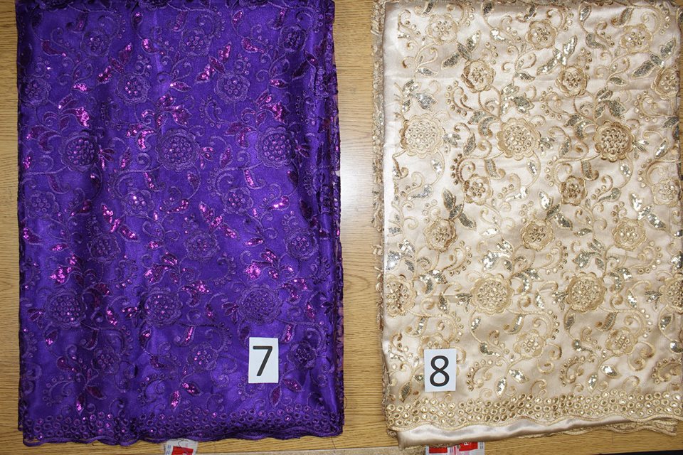 sequin net lace purple or gold