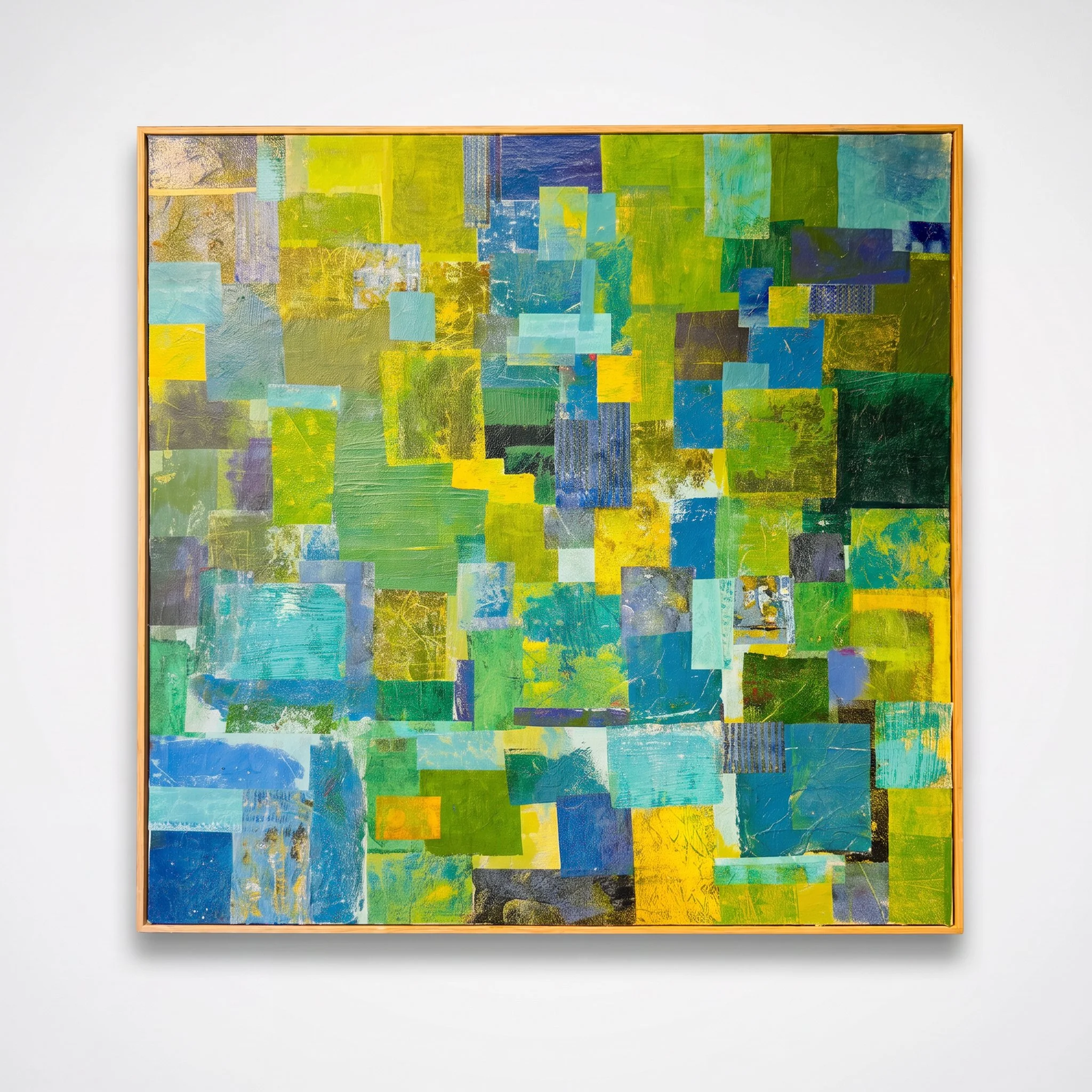 August Sky, 2026. Monoprint and mixed media on canvas, 36 × 36 in. (91 × 91 cm). Available: Inquire.