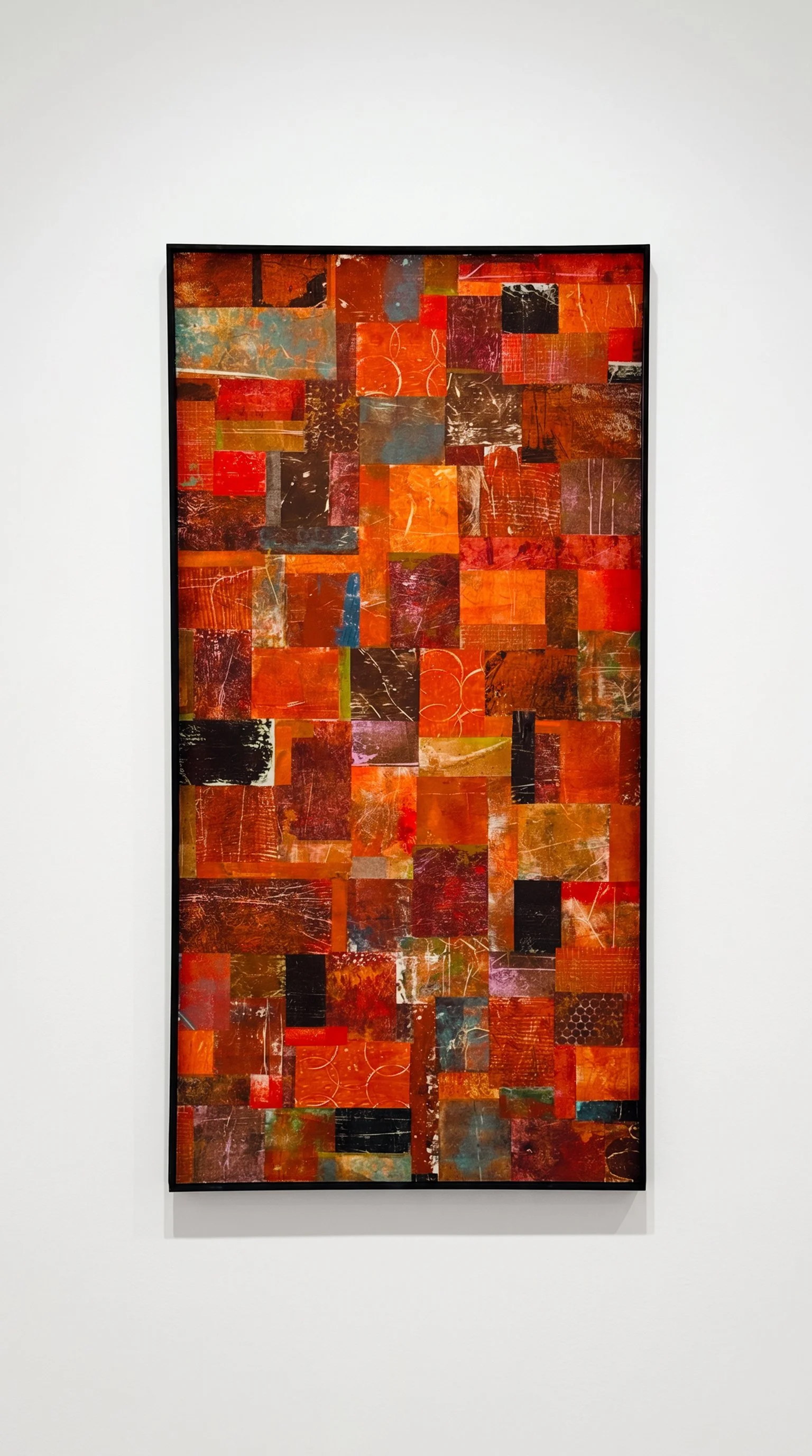 October Sky, 2026. Monoprint and mixed media on canvas, 48 × 24 in. (122 × 61 cm). Available: Inquire.
