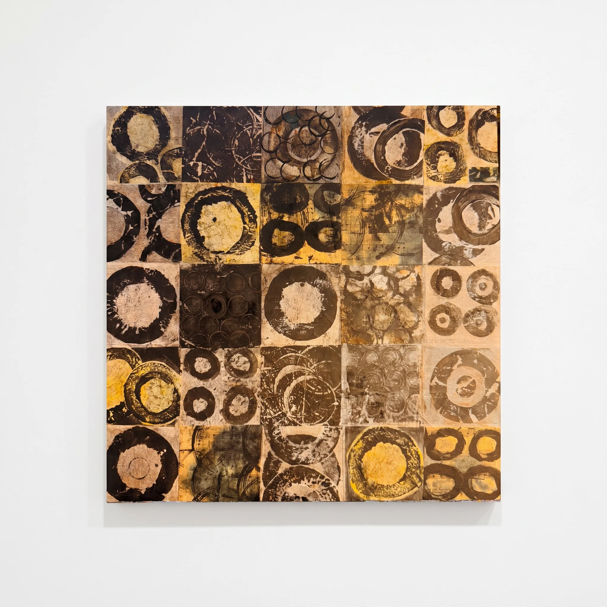 Inside, 2026. Monoprint and mixed media on canvas, 24 × 24 in. (61 × 61 cm). Available: Inquire.