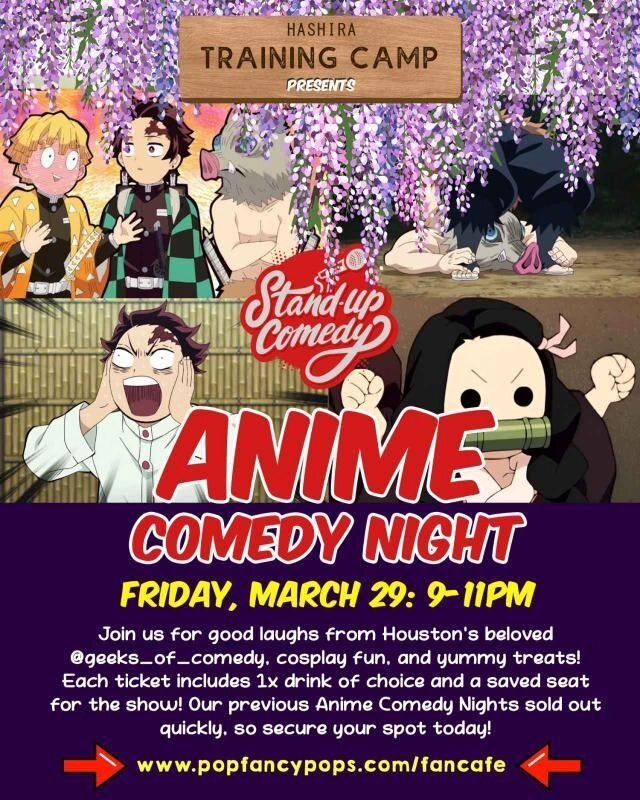 🍛 ANIME COMEDY NIGHT is BACK‼️

😂Join us this Friday, March 29 (9-11pm) for a hilariously good time with Houston's beloved @geeks_of_comedy. Each ticket includes your drink of choice and a saved seat at the comedy show! All ages are welcome in our 
