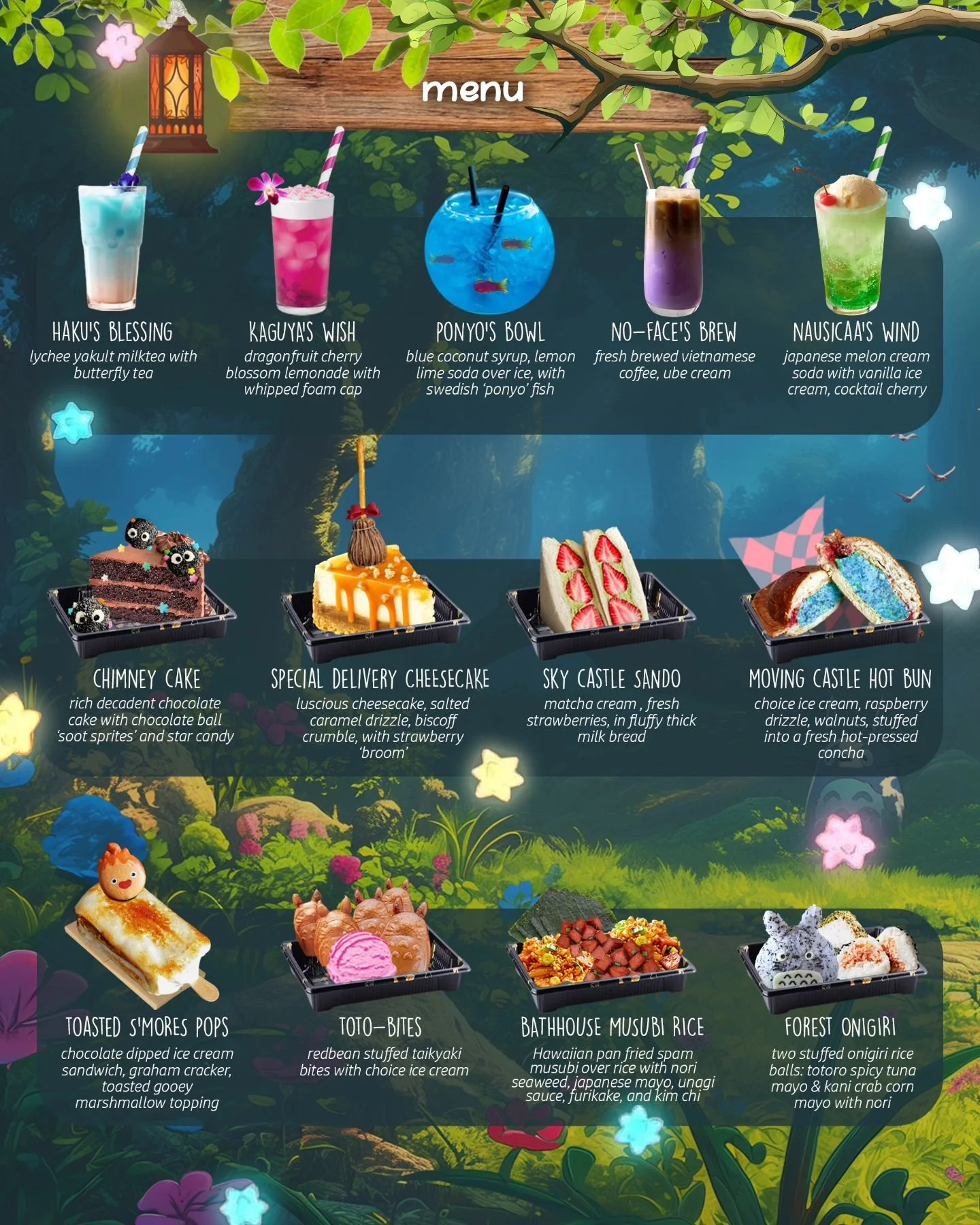 ‼️Menu Drop‼️

🍃 SPECIAL mini-fancafe theme this THANKSGIVING BREAK!

🌱Step into an enchanted forest treehouse this fall and get a taste of our Ghibli-inspired delights! This is a mini-cafe limited to just 1 WEEK during Thanksgiving break (before w