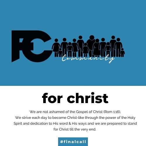 We stand for Christ.
Stand with us

#finalcallmovement #finalcallcommunity #lastdaymovement #faithcommunity #wearethechurch #2021church #standforjesus #standforchrist