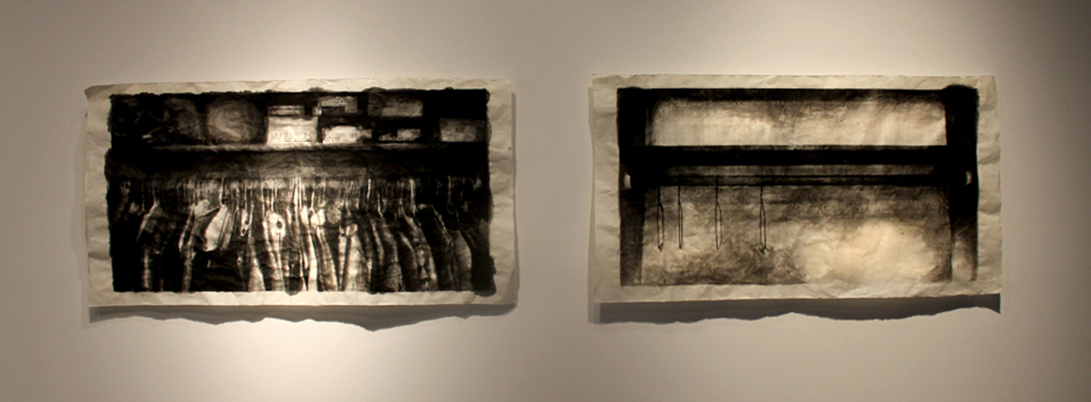   A Faint Echo  (diptych)  Serigraphs with india ink and charcoal on mulberry paper  2011 