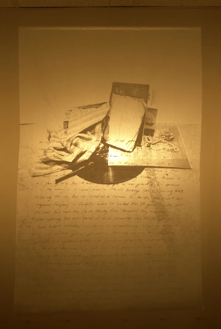 Memento Mori: Memory and Memorial III Serigraphy on gampi silk tissue paper and lights 2013