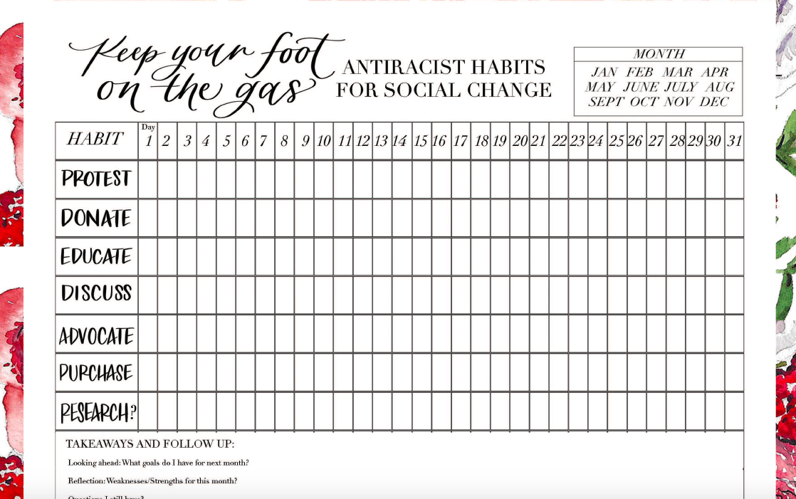 Social Activism - Anti Racism Habit Tracker
