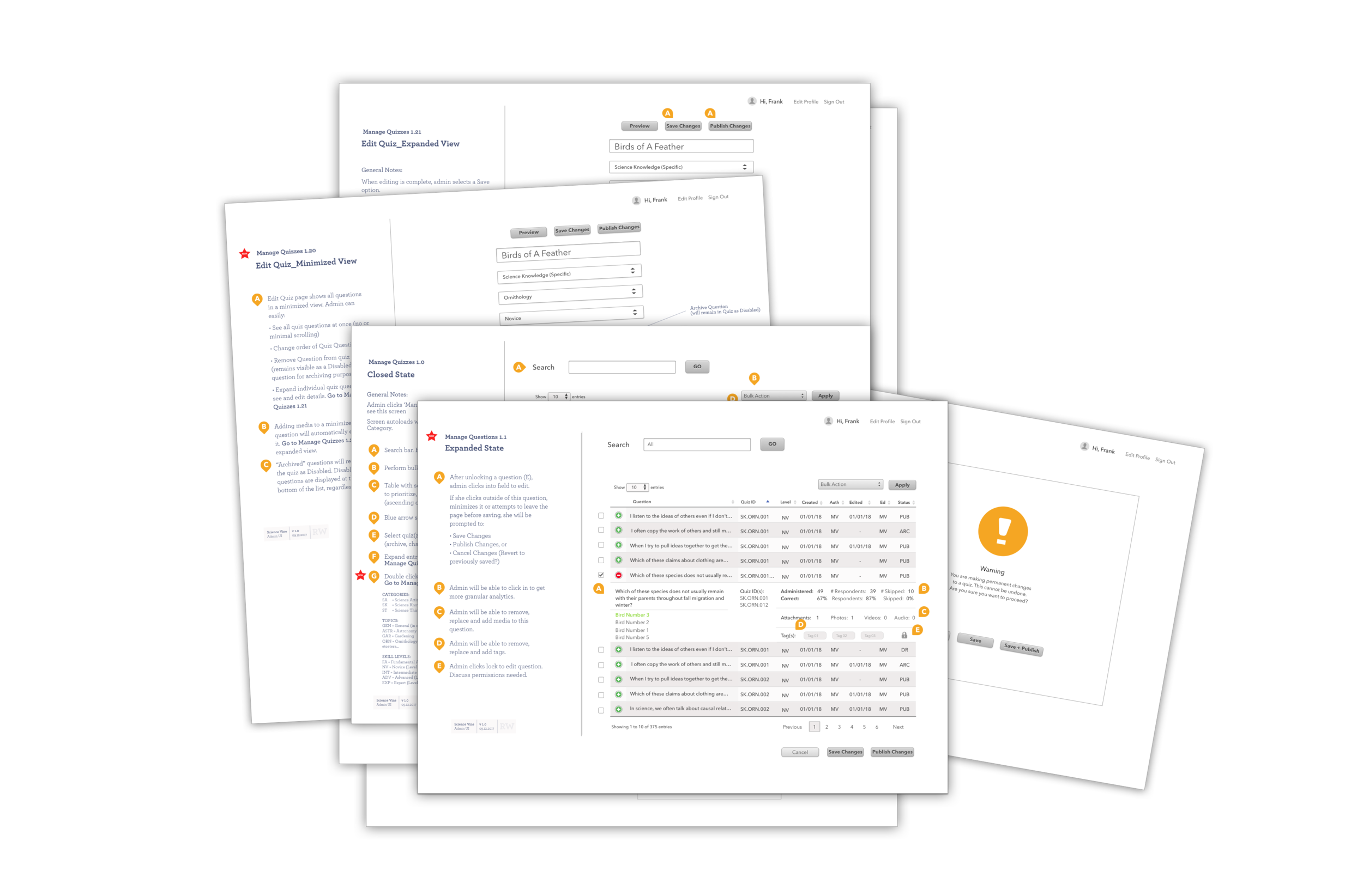 Upon completing the user and admin Quiz UI, we had a stack of wireframes, but no strong sense of who the regular users of the web app would be.