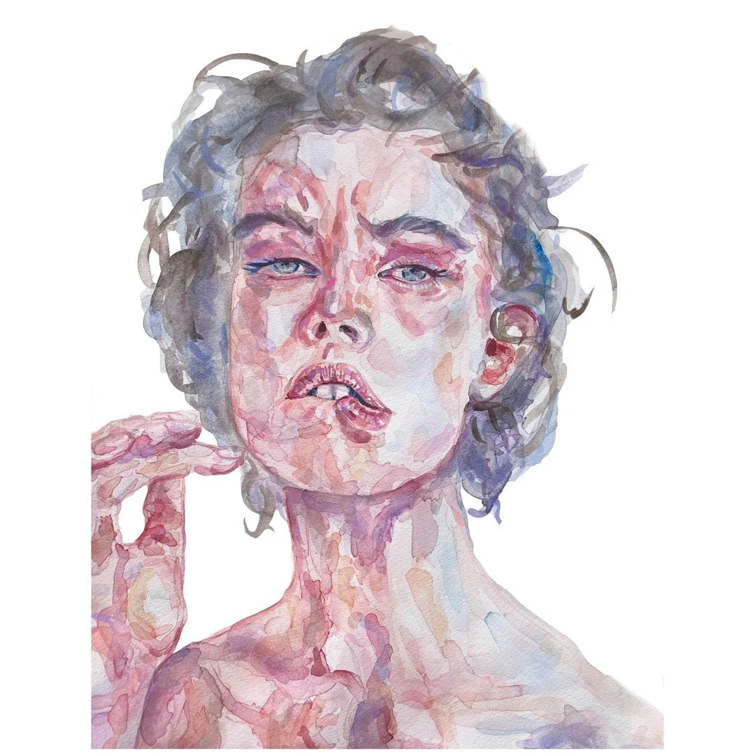 Anxious venus, watercolor on paper, 16" x 14", 2021
I made two versions of this painting, this is the more subtle of the two. 

"What would happen if one woman told the truth about herself? The world would split open." - Muriel Ru