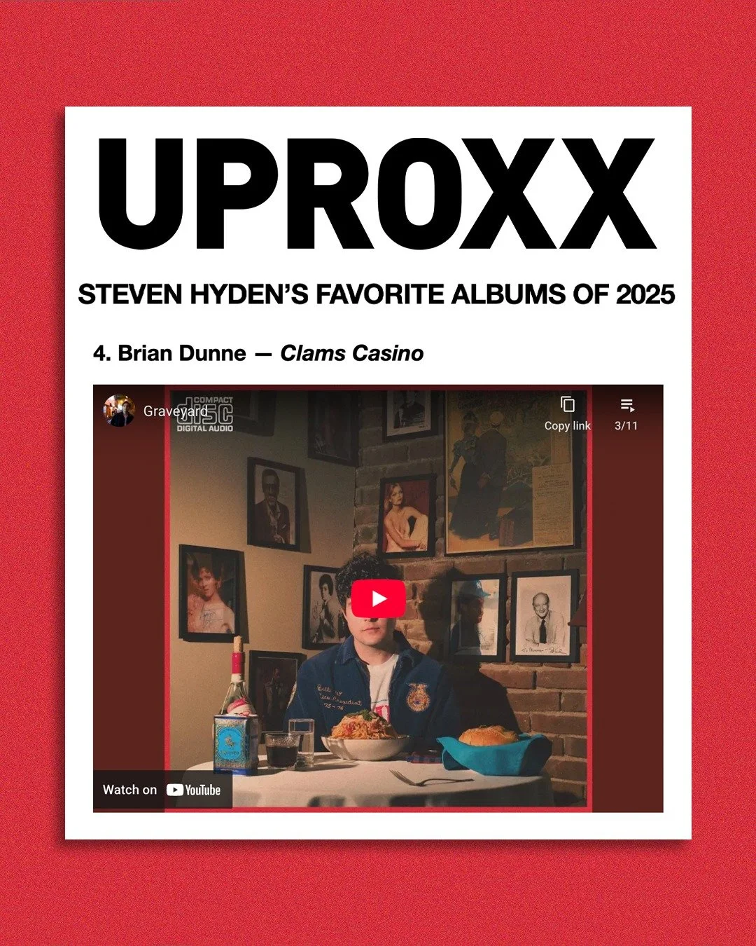 Clams Casino by @briandunnemusic is on Steven Hyden (@uproxx)'s list of his favorite albums of the year!
