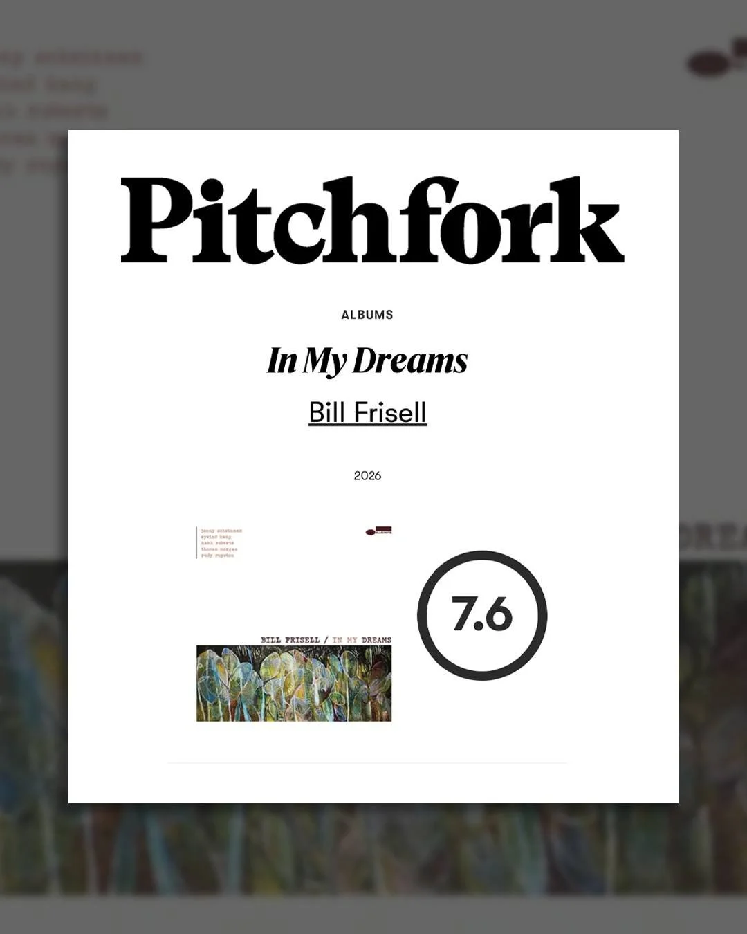 Read @pitchfork's review of @bill.frisell's new album!