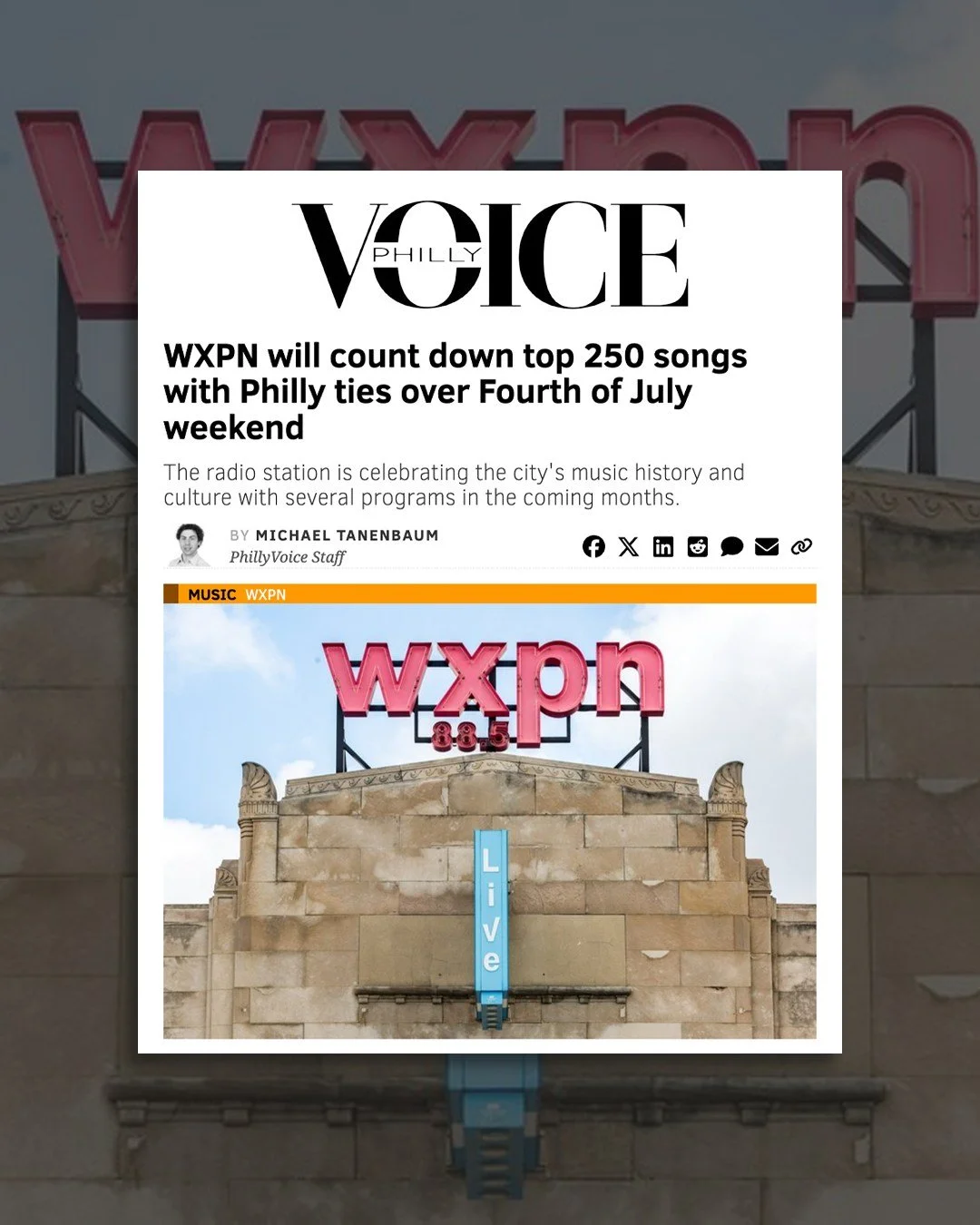 As the country prepares to celebrate our 250th anniversary, @wxpnfm  has announced four bold new initiatives that will provide the soundtrack to America&rsquo;s Semiquincentennial. 

Throughout the rest of the year, WXPN will roll out The Philly 250,