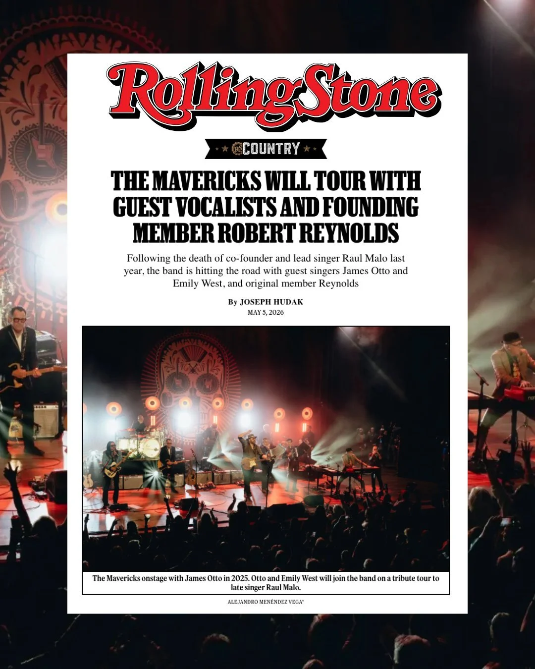 @the_mavericks announce a tribute tour honoring the late Raul Malo, featuring James Otto &amp; Emily West on lead vocals and the return of original band member Robert Reynolds. Read more at @rollingstone.