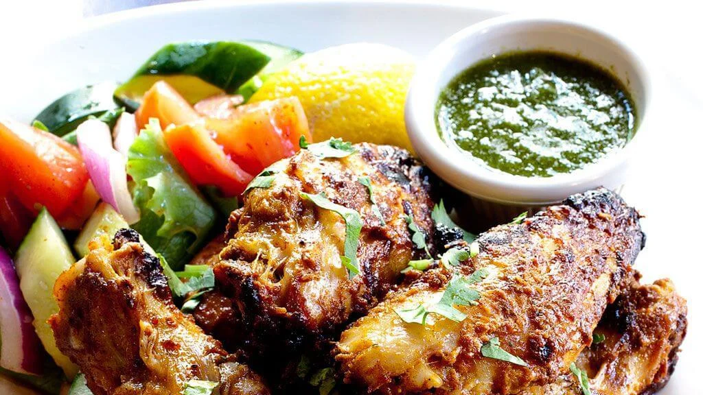 Tandoori chicken wings from Spice Xing. Photograph by Scott Suchman.