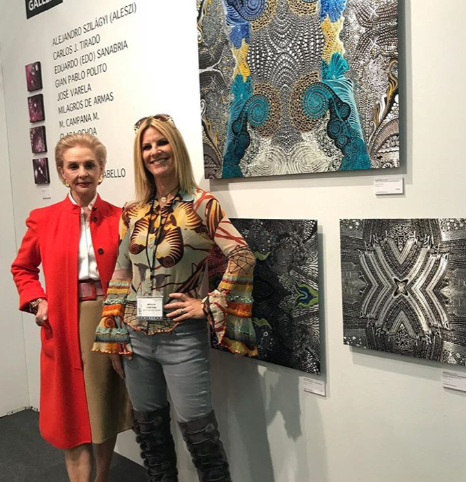 Carolina Herrera admiring my art @ ArtExpo NEW YORK 2018