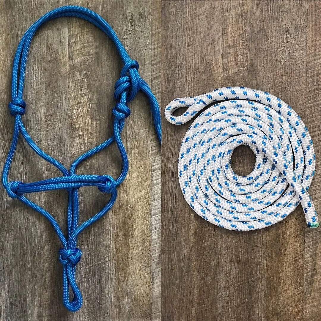 BLUE HALTER &amp; WHITE WITH BLUE FLECK LEAD
