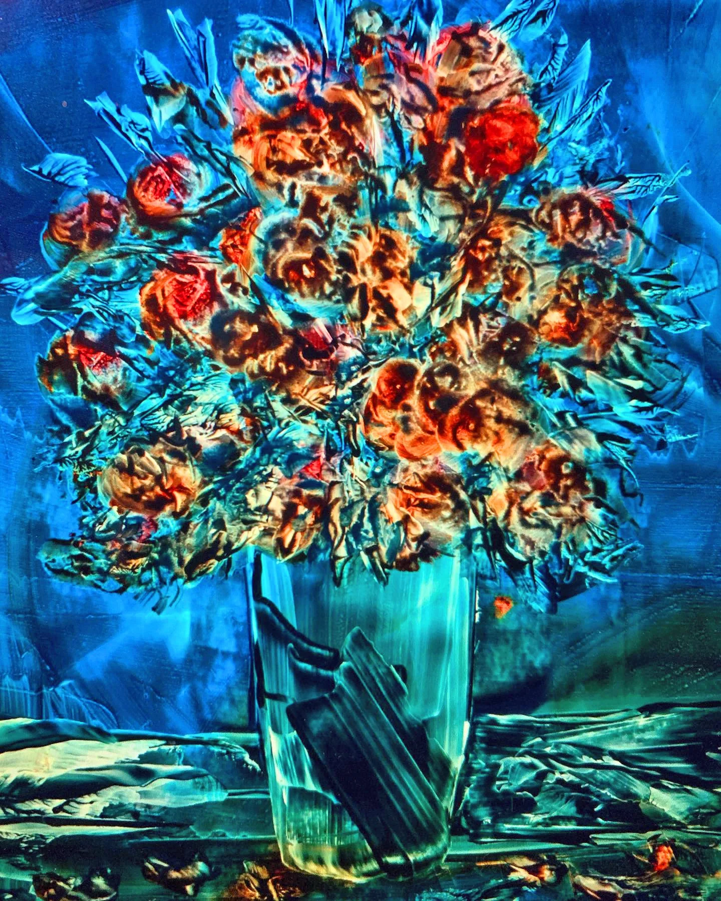 turquoise floreal design