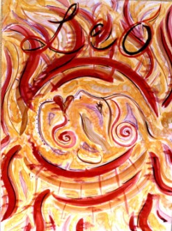 Leo . Mixed media on board, 24 x 36 inches. © 1997 by Kathy Crabbe
