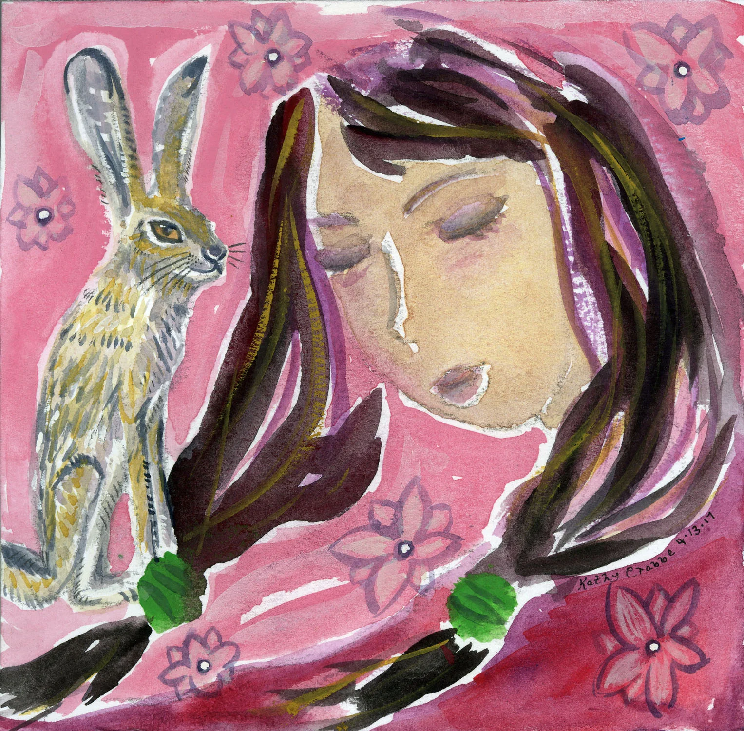 Sweetness: This was HER heart on the line, and it hurt. So she called upon Jack Rabbit, her totem animal, to make it better. He advised speed, but it was time that she needed and a speedy recovery. So, into the pink she leapt where sweetness dreamed and magic slept. Buy prints here ..