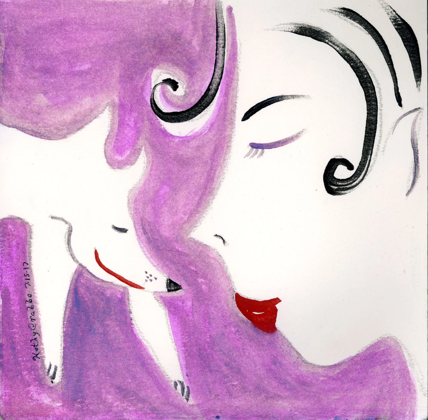 Little White Dog: The promise of a cherry-red kiss on a wet black nose is enough.