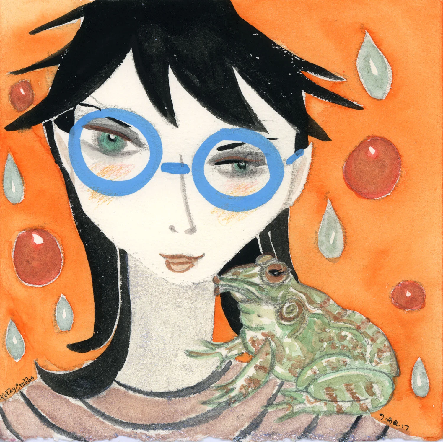 Froggy Luv: In her squishy heart was room always for Master Frog, her Spirit Animal. Bubbles and tears rose up surrounding her with fresh ideas, wonder and certainty that she WAS on the right path after all. Buy prints here.