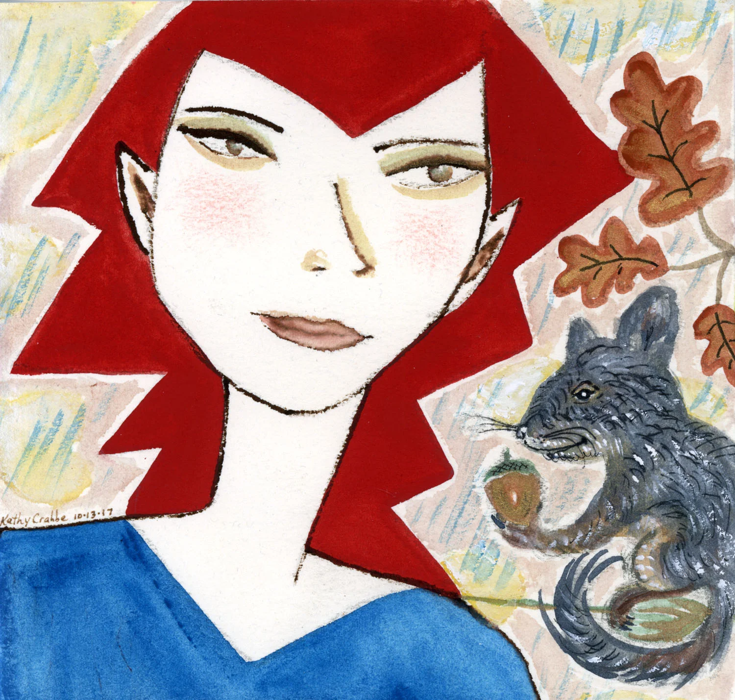 Grey Squirrel was her wee champion, full of advice all day long, and nuts, and smiles, and song that kept her spiky thoughts at bay, so that finally, she too could sleep and dream a better day. Buy prints here.