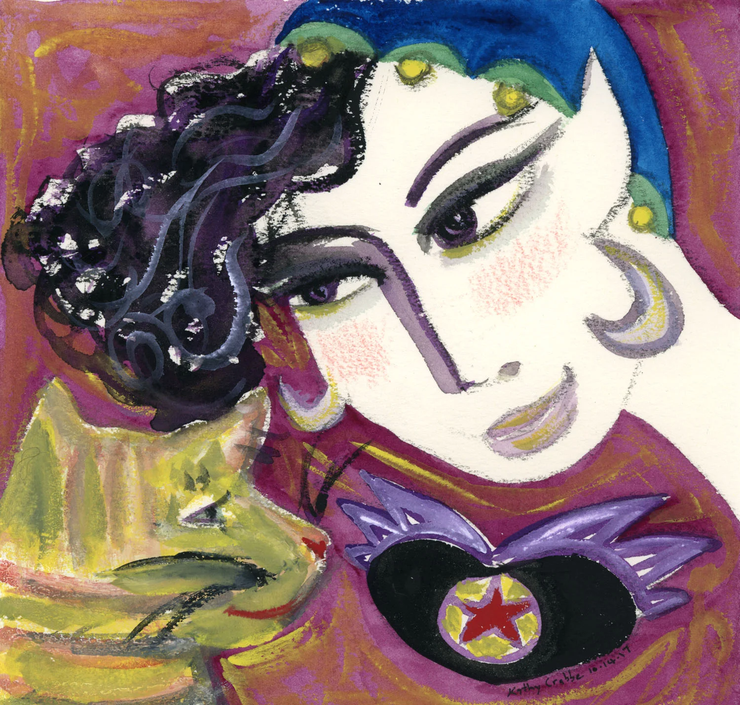 Cat Magick: Forbidden Fruit, her Spirit Cat reminded her, was always a temptation for her poet's heart. She, who knew the wind, the salty sea, the pleasures and treasures of journey-ing far and away. But for now, she WAS home where Sun and Moon and Star had guided her, and that was enough for now. Buy prints here .