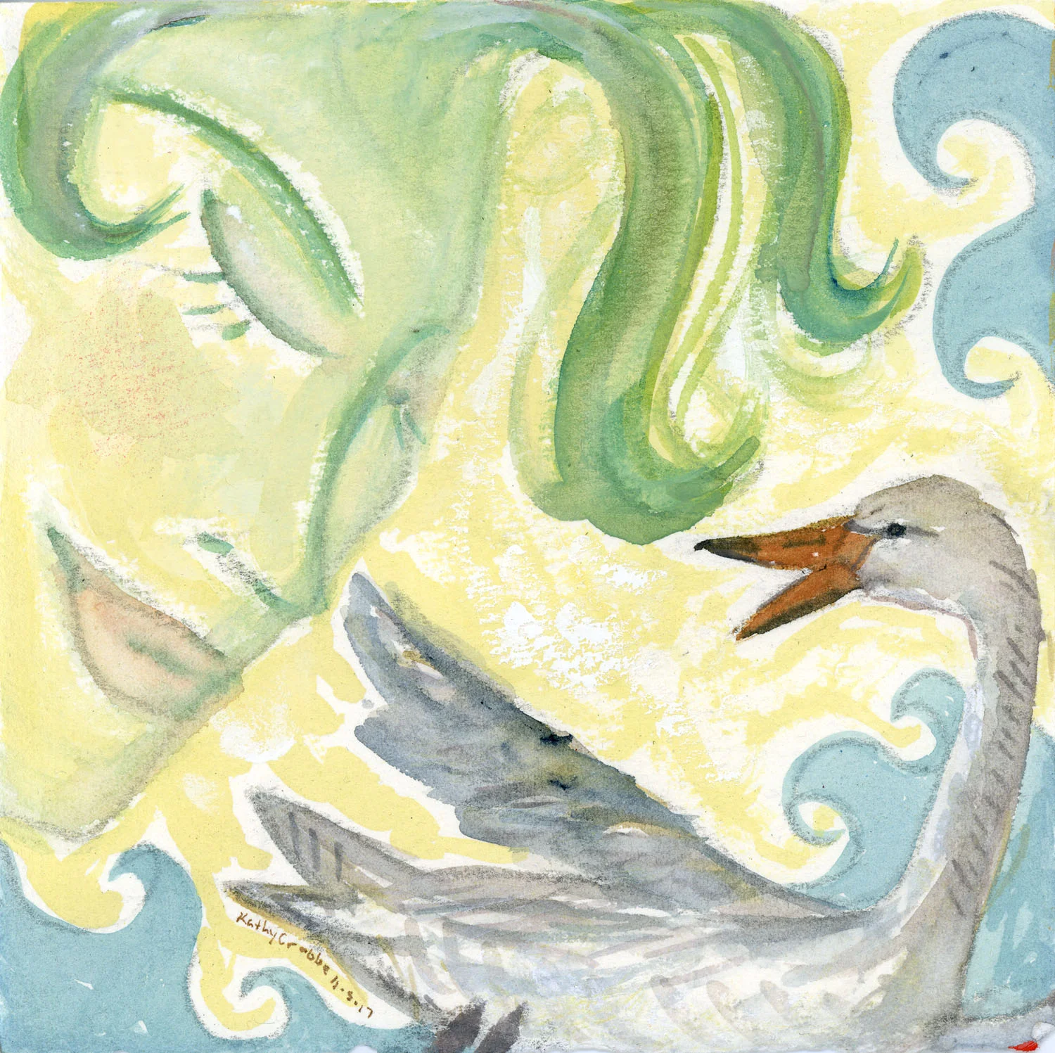 Swan Magick She would not cry, with Tundra Swan by her side. She would wait 'til the Sea absorbed her, and the quiet returned. Buy prints here .