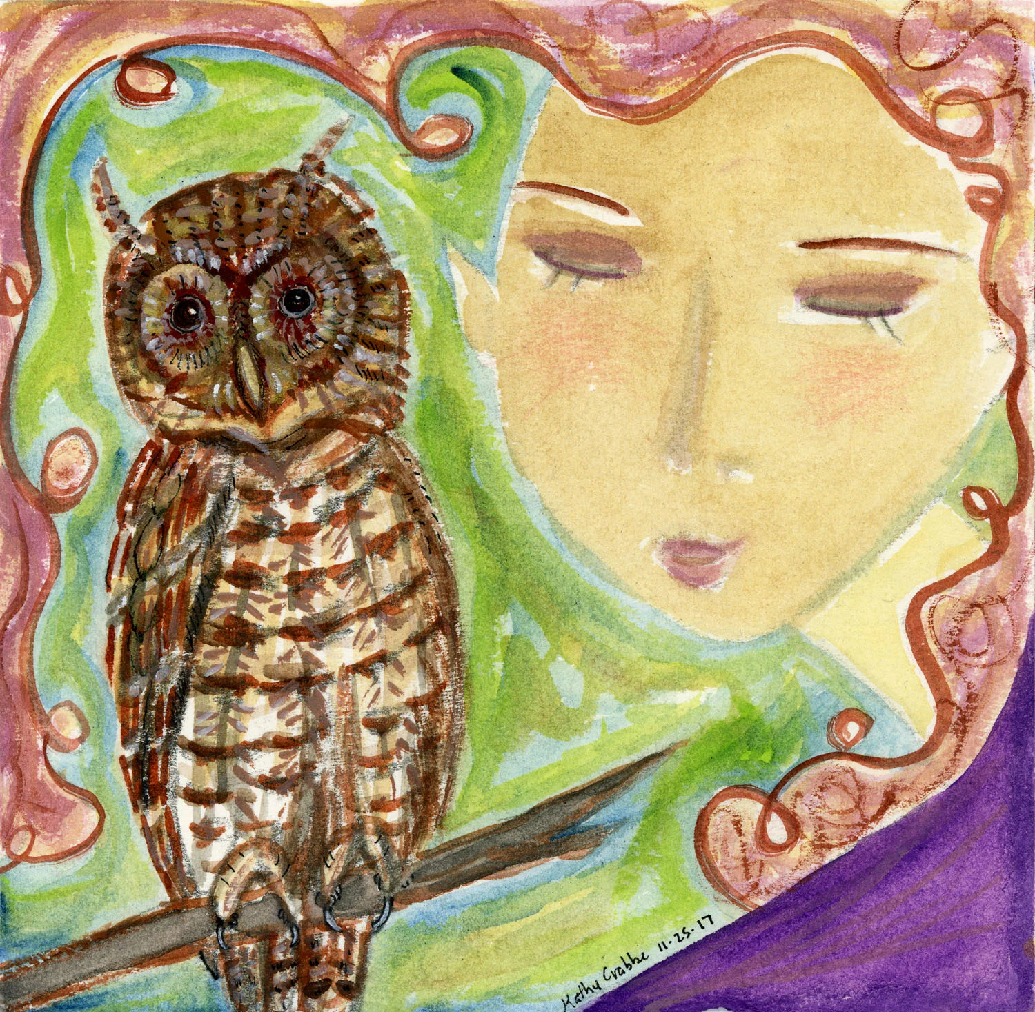 Owl Heart : She could test her boundaries with Owl as her spirit animal, for now her range was far, her night vision strong, and her intuition sharp, and oh, so in tune with her heart. Buy prints here .