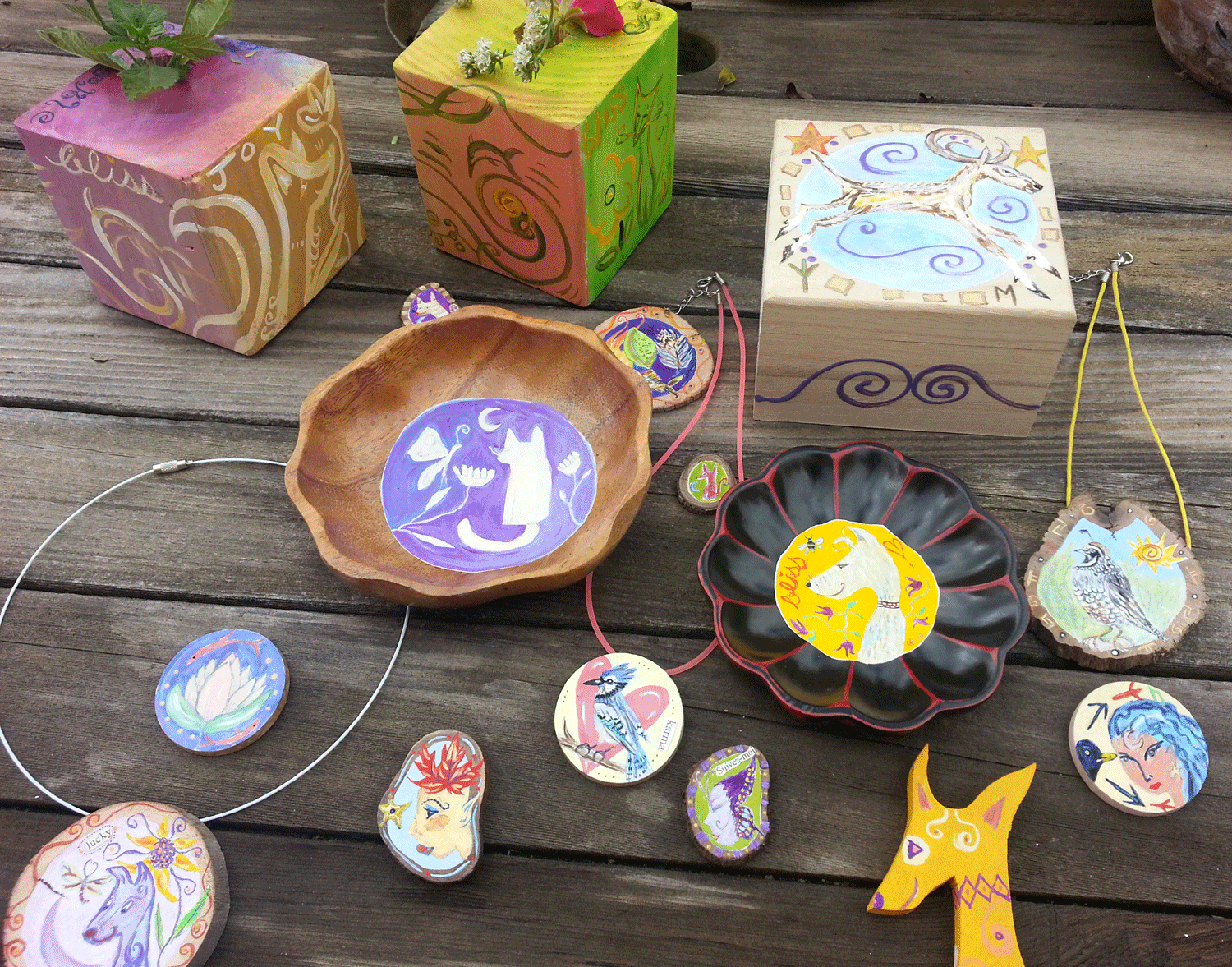 Fairy Kat Art, Ornaments, Pins, Bowls, Etc.