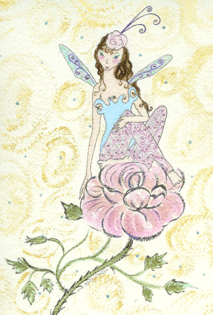 Original Purple Nightshade Fairy Watercolor Matted 8 x 10 — Kathy Crabbe