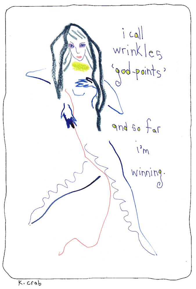 I call wrinkles 'god-points' by Kathy Crabbe (Lefty Oracle Deck)