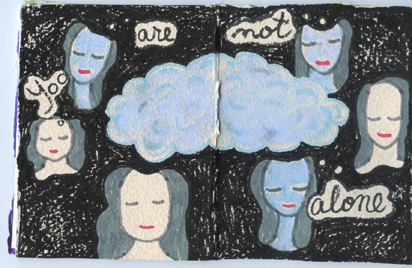 How to Call Upon the Dead Zine (double-page spread) by Kathy Crabbe