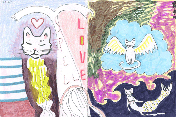 Escape to Faerie Land Zine (double-page spread) by Kathy Crabbe