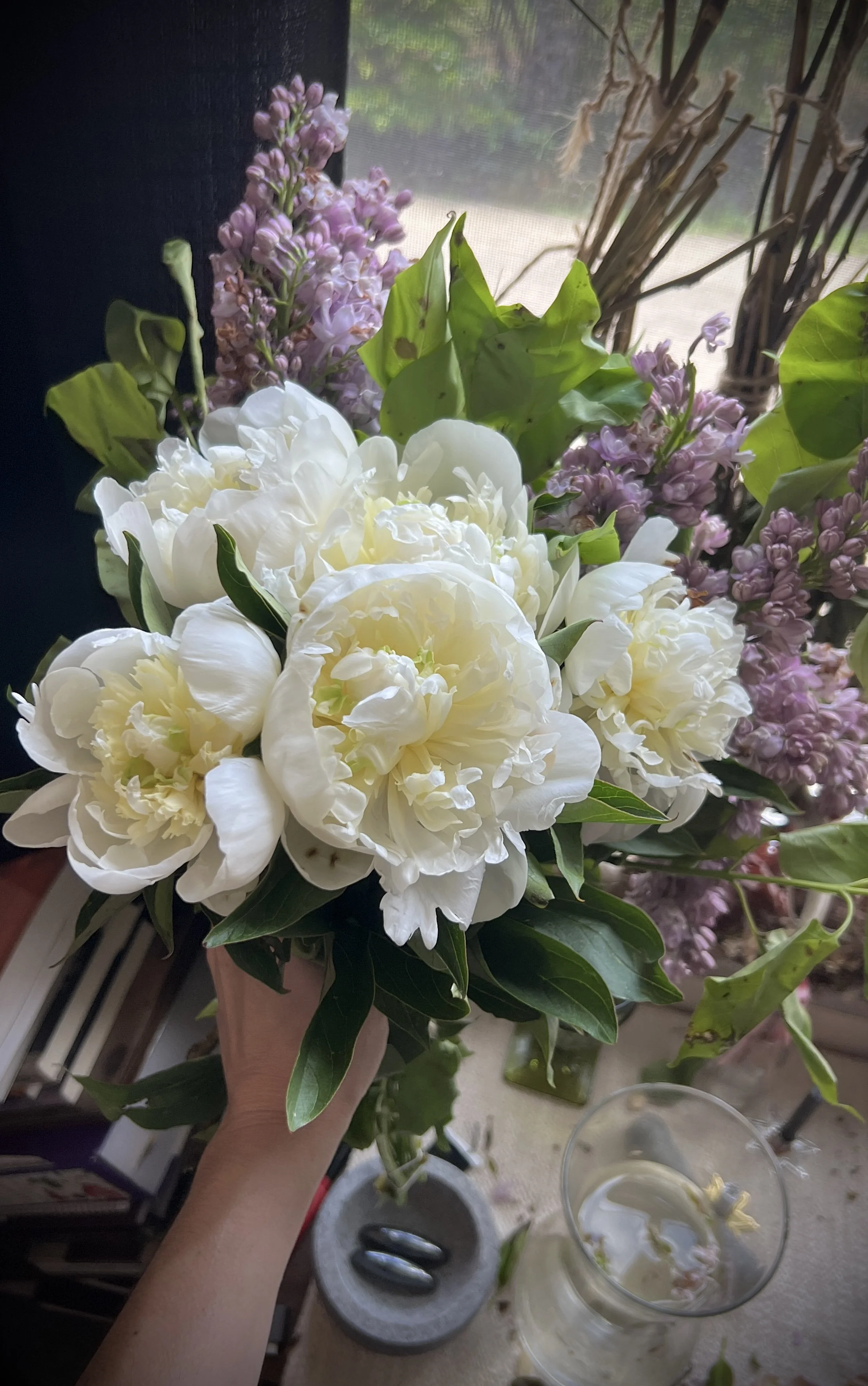 Peonies and lilac altar reset