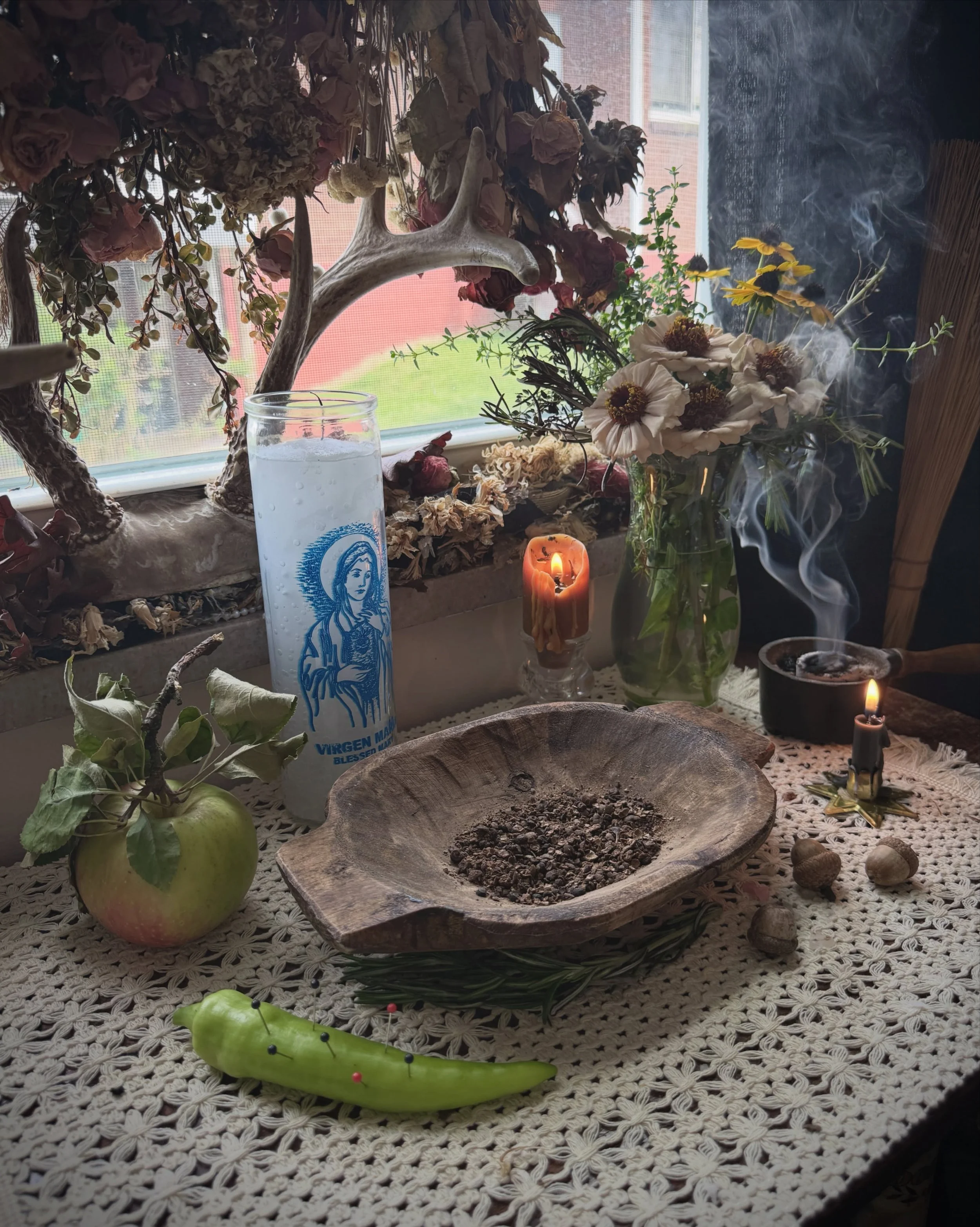 September is made for hearthcraft. ❈ Goldenrod is lighting up the roadside, nights are cooling, and we&rsquo;ve started the slow work of moving the garden indoors.

Our theme at home this week was apples. We picked up a peck of Galas and Honeycrisps 
